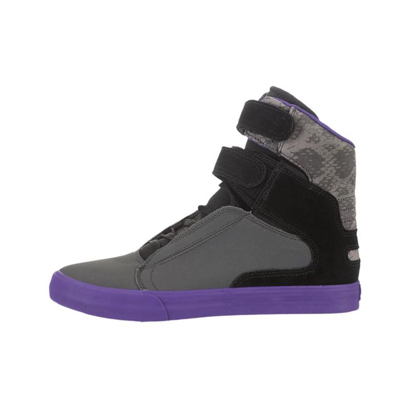 Buty Supra SOCIETY - Sneakersy Wysokie Damskie - Szare Czarne (RVFK-96137)